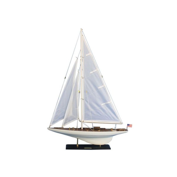 Hampton Nautical Wooden Intrepid Model Sailing Yacht, 35"