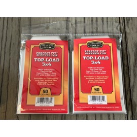 Cardboard Gold Top-Load Sleeves 3x4 Thick 75-140 Point  100 COUNT 2x Packs