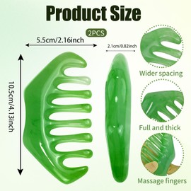 joaoxoko Jade Comb Scalp Massage 2 PCS Gua Sha Hair Drush,Multi-Functional Handheld Scalp Massage Tool with Storage Bag,Jade Combs for Head Caring, Relaxation,Physical Therapy