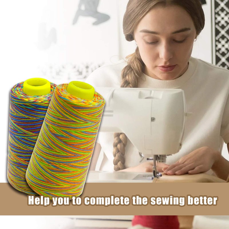 Serger Thread, All-Purpose Thread for Sewing, Rainbow Thread, Variegated Polyester