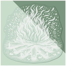 Small 100mm 'Camp Fire' Clear Static Window Cling Sticker/Decal (White) (WC00101394)