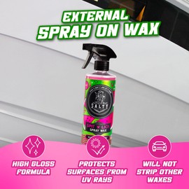 Salty Captain Spit & Lick Spray Wax Cleaner - (Juicy Watermelon Scent) Hydrophobic Automotive Car & Marine Boat Wax Polish | UV & Salt Protectant Marine Wax Sprayer for the Best Showroom Finish