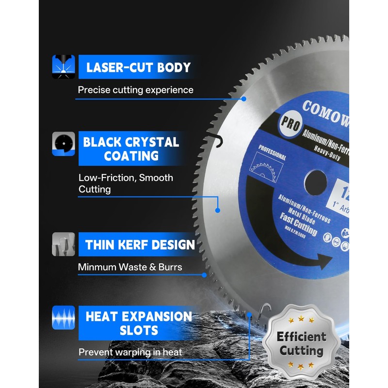 COMOWARE 12“ Circular Saw Blade, 100T TCG Metal Cutting Blade,