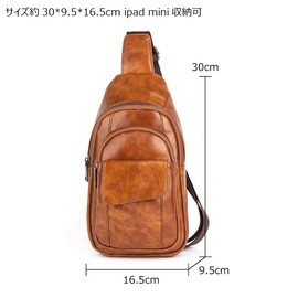 Whatna WX8681 Antique Tanned Cow Leather Body Bag, One Shoulder, Men's, Interchangeable, Genuine Leather, Thick, Leather, Black