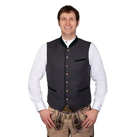 Roland Elegant Soft Wool Costume Gilet Grey with Green Piping Size 46-64, gray