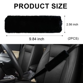 Wogomz 2 Pack Car Seatbelt Covers Shoulder Pad, Soft Faux Sheepskin Seat Belt Shoulder Cover for a Comfortable Driving, Seat Belt Shoulder Strap Covers Helps Protect Your Neck and Shoulder (Black)