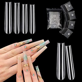 LIONVISON Tamaño Individual 3 5 6 7 Puntas de Uñas Cuadradas de Cubierta Completa para Uñas Acrílicas Profesional, 200Pcs 3Xl Extremas Rectos Puntas p