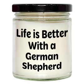 German Shepherd Dog Gifts from Men to German Shepherd Dog Owners - 9oz Vanilla Soy Candle for Christmas