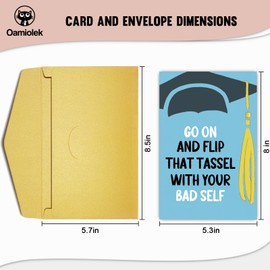 Oamiolek Funny Graduation Card, Congratulations on Graduation Card for Him Her, Hilarious Grad Card for Graduates, Go on And Flip That Tassel with Your Bad Self
