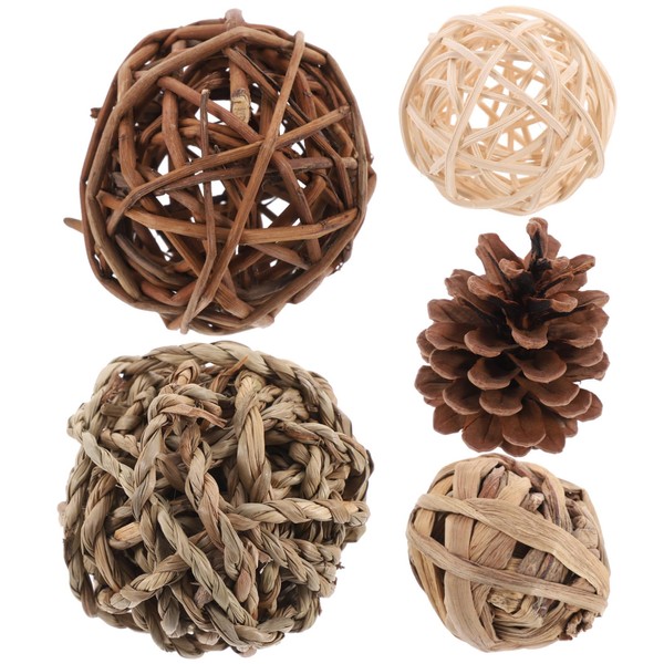 WOONEKY 5pcs Rabbit Guinea Pig Hamster Ball Foraging Toy Chew