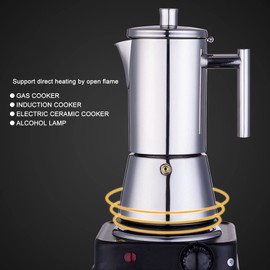 Dilwe Classic Stovetop Coffee Maker, Stainless Steel Coffee Maker Coffee Pot for Classic Italian Coffee, Coffee Cooker for Home and Camping, Easy to Operate (500ml)