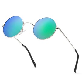 HENGOSEN Round-Sunglasses Polarised Circle-Sunglasses for-Men-Women: Retro Metal Hippie Sun Glasses for Driving Travelling