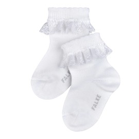 FALKE Unisex Baby Socken Romantic Lace B SO Baumwolle einfarbig 1 Paar, Weiß (White 2000), 74-80