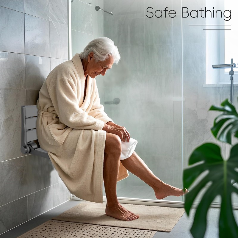 Wall Mounted Shower Seat – 16IN Teak Fold Down Shower