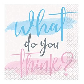 What Do You Think Gender Reveal - Servilletas de almuerzo (16 unidades), color rosa y azul