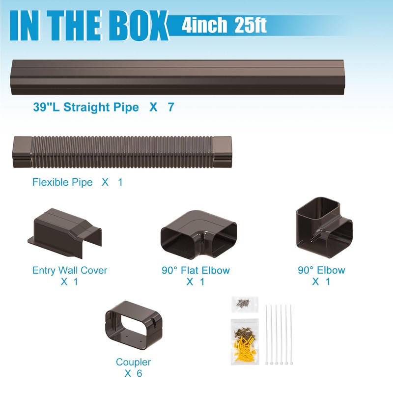 Air Jade 25Ft Mini Split Line Set Cover, 4" Decorative
