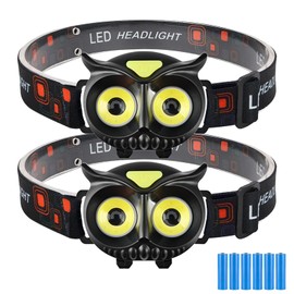 PINSAI 2 Pack LED Headlamp, Owl Headlight for Kids Leightweight, COB Head Lamp, 4 Modes Battery Powered Head Lights for Boys, Girls, Adults, Gifts for Birthday, Party, Christmas