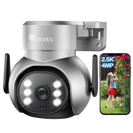 ctronics 2.5K 4MP Outdoor Surveillance Camera WiFi 2.4/5GHz, PTZ IP Camera Outdoor Person Detection with Automatic Tracking, 30 m Colour Night Vision 2560 x 1920, Two-Way Audio (1, Silver)