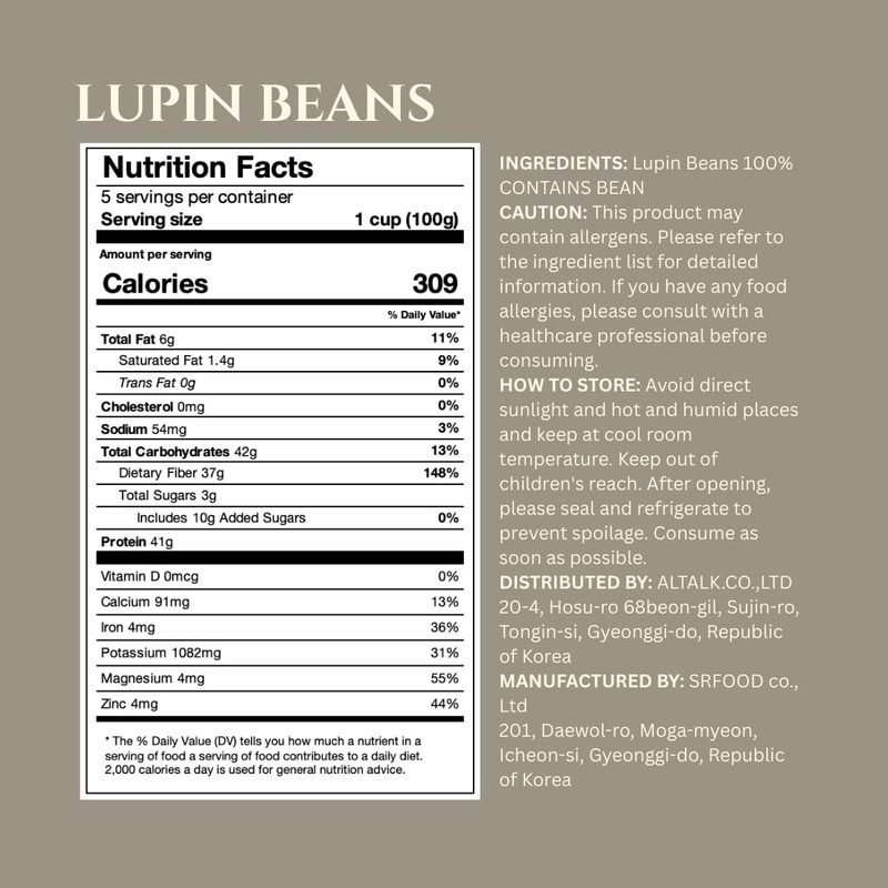 Lupinery Lupin Beans – High Protein, Low Carb, Gluten-Free, Non-GMO