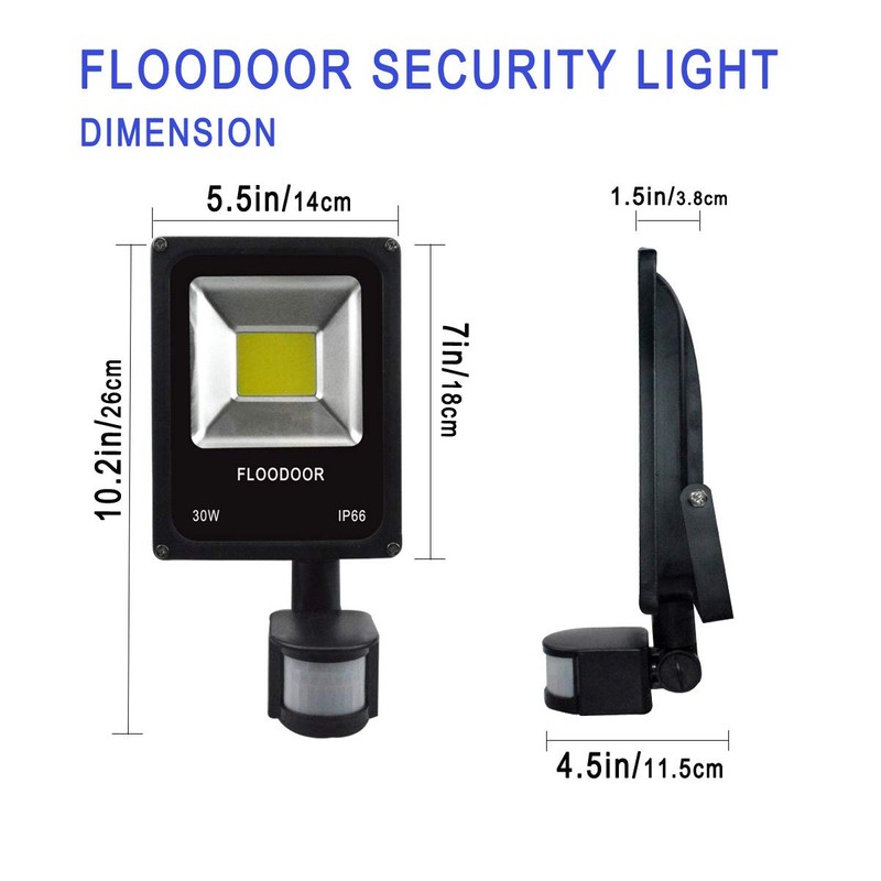 FLOODOOR 30W LED Motion Sensor Light Outdoor Safety Waterproof 12-24V