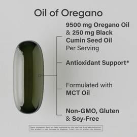 Sports Research® Oil of Oregano w/Black Cumin Seed Oil & Ginger Oil - 3-1 Antioxidant Combination Supplement Rich in Thymoquinone & Carvacrol - Gluten Free · Non-GMO - 60 Softgels