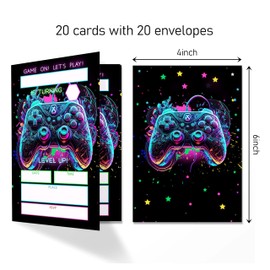 4x6 Gamer Birthday Invitations, Video Game Birthday Party, Gaming Party Decorations, Birthday Party Invitations For Boys Girls, Kids Birthday Invitations, 20 Cards with 20 Envelopes.(31) (gamer(31))