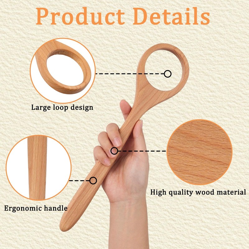 LLMSIX Danish Dough Whisk, Wooden Bread Whisking Tool for Mixing,