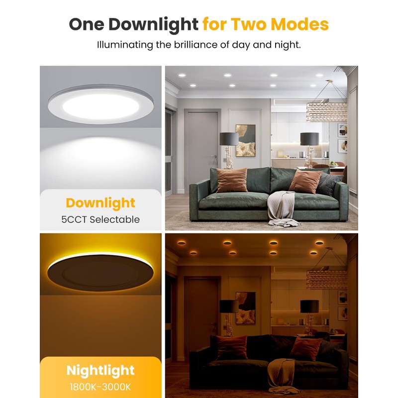 Wembanma Recessed Ceiling Lighting 4 Inch - with Night Light,