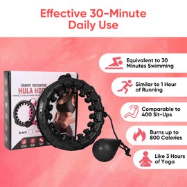 ASAB Weighted Hula Hoop for Adults and Kid 360 Degree Spinning Ball Easy to Assemble Fitness Smart Hula Hoop Detachable Adjustable Knots for Abdominal Exercise Hoop Detachable Ring Gymnastics Home Gym