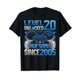 Level 20 Unlocked 20 Year Old Gifts Boys 20th Birthday Boy T-Shirt