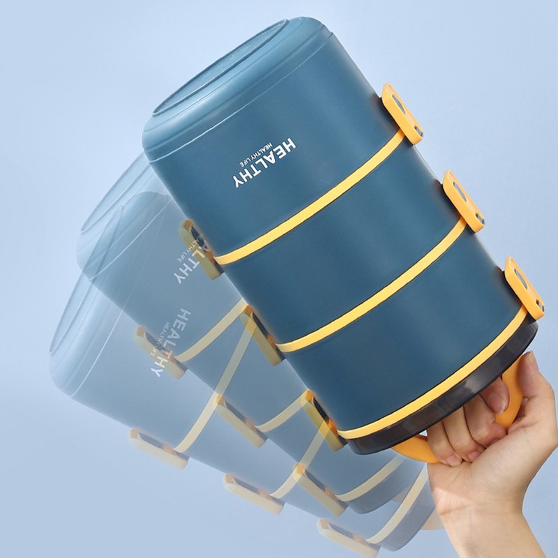 Thermal Lunch Box 2200ml Three Layer Detachable Compartment Design Portable