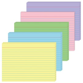 JINMIKEJI Colored Index Cards 5x7 Inch - 50 Pack Ruled Flash Cards for Students, Office & Home, Durable Study Note Cards with Lines