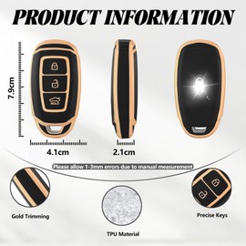 TOOMUME Car Key Cover TPU, Car Key Case Fit for Hyundai i10 i20 i30 i20N i30N Santa Fe IG Grandeur Kona Elantra Tucson Accent Solaris, Protective Key Fob Cover Key Fob Case - Smart Key