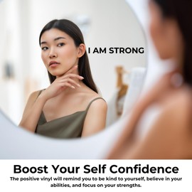 Genkigold I AM Strong Self-Affirmation Mirror Decal, Positive Meditation Vinyl Sticker, Motivational Wall & Mirror Sticker, Safe for Kids & Teens, Empowering Bathroom Decor for Girls - 5.5 * 23.5cm