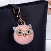 OWL Pom Pom Keychain Fluffy Cute Owl Keychain Faux Animal