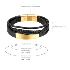 OIDEA Men's Leather Bracelet with Magnetic Clasp: Braided Bangle Wrists Leather Bracelet with Magnetic Clasp Vintage Retro Style Jewellery Gift for Men Boys Silver Gold Black Blue, Leather