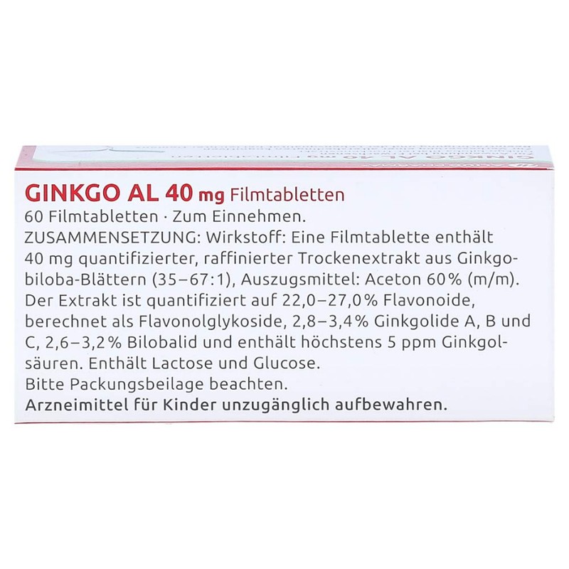 GINKGO AL 40 mg film-coated tablets, pack of 60