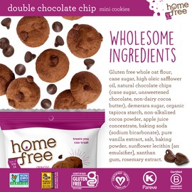 Homefree Mini Double Chocolate Chip Cookies, Gluten Free, Nut Free, Vegan, Individually Wrapped Packs, School Safe and Allergy Friendly Snack, 0.95 oz. (Pack of 10)