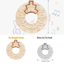 Wooden Melody Tool, Round Circle of Fifths Wheel Melody Tool with 7 Pcs Guitar Chord Cards, 6.3 inches Large Size Music Theory Learning Tool for Musicians, Songwriters, Beginners