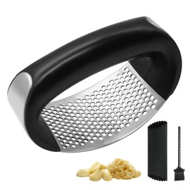 AGIgear Heavy Duty Stainless Steel Garlic Mincer and Garlic Crusher,Manual Crusher & Mincer with Ergonomic Handle for Easy Cleaning (Black3)