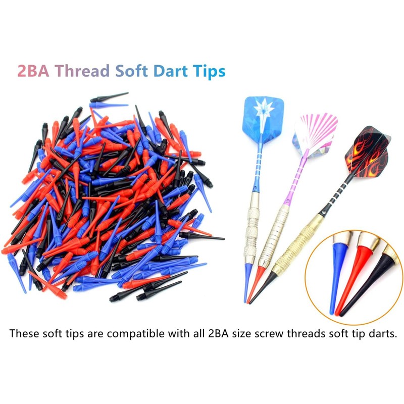SURALIN Pack of 144 Plastic Dart Tips with 2BA Thread,
