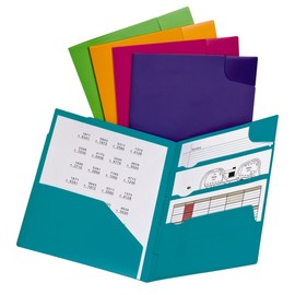 Oxford Divide-It-Up 4-Pocket Poly Folder, Assorted Colors, Letter Size (99837)