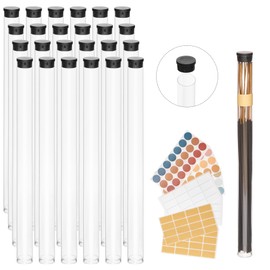 Clear Plastic Tube with Black lid, Storage Holder for 8-10 inch Incense Sticks, Preserves Aroma (24)