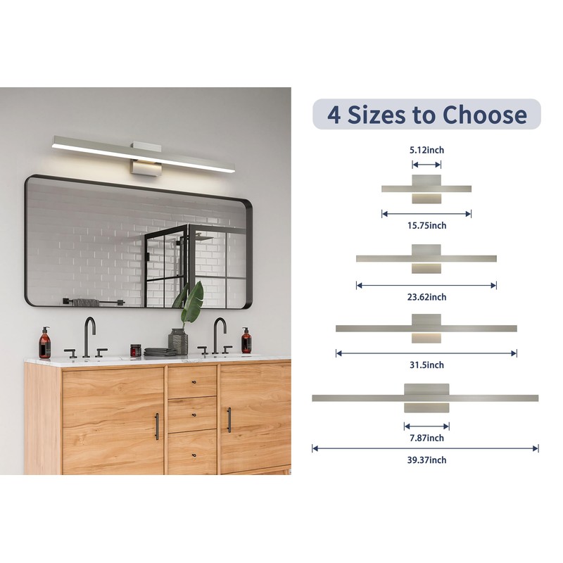Joossnwell Brushed Nickel Vanity Light for Bathroom Lighting Fixtures Over