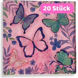 DIWULI Napkins Pack of 20 Children's Birthday Party Butterflies