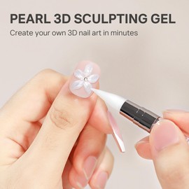 MIZHSE Pearl 3D Gel Nail Art Sculpting Gel Non-Sticky Molding Gels for Nails White Sculpting U V LED Soak Off Gels for Carving with Silicone Pen and 3D Mold for Nail Design Home Manicure 30g 1oz