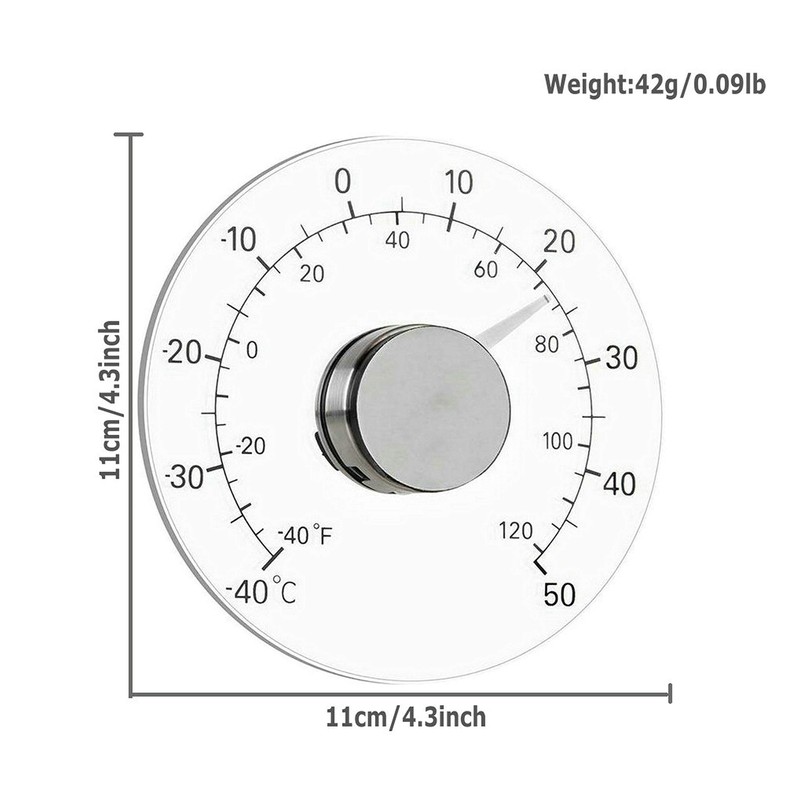 GuDoQi Indoor Outdoor Window Thermometer, No Battery Required, Transparent Dial,