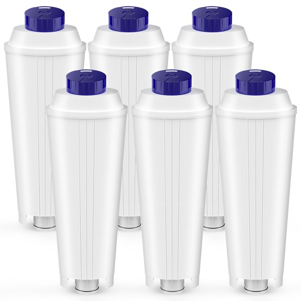 Pack of 6 Delonghi Water Filters Suitable for Delonghi DLSC002, Water Filter Cartridges Compatible with Delonghi Magnifica s, ECAM, ESAM, ETAM, EPAM, Primadonna Fully Automatic Coffee Machines