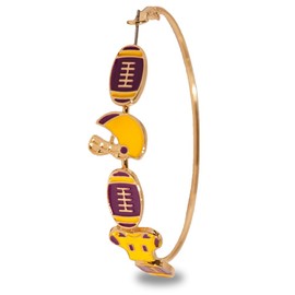 Football Earrings for Women: Game Day Hoop Earrings with Enamel Yellow Purple Football Helmet Jersey Design - Ideal for Football Moms and Sports Team Enthusiasts
