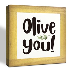 Olive You Signs, Home Kitchen Decor, Box Sign Wood Desk Sign Decors, Cute Kitchen Decor for Shelf, Olive Branch Sign, Farmhouse Decors, Home Bar Decor A